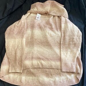 American Eagle Outfitters Gradient Pink and Tan Cowl Neck Sweater NWT